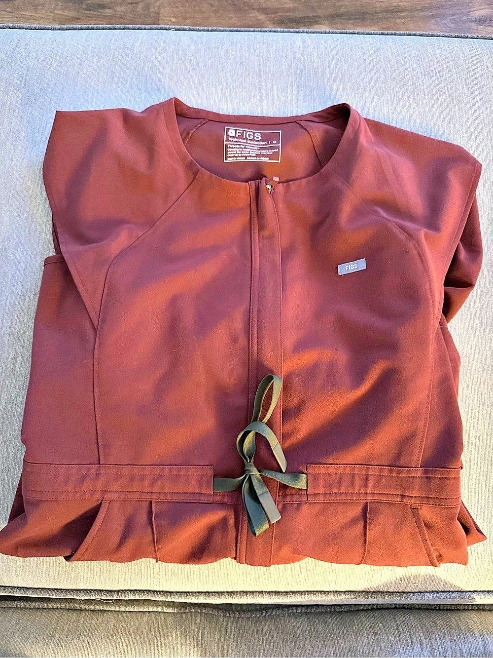 FIGS Layton Crewneck Wide Leg ScrubJumpsuit Walnut